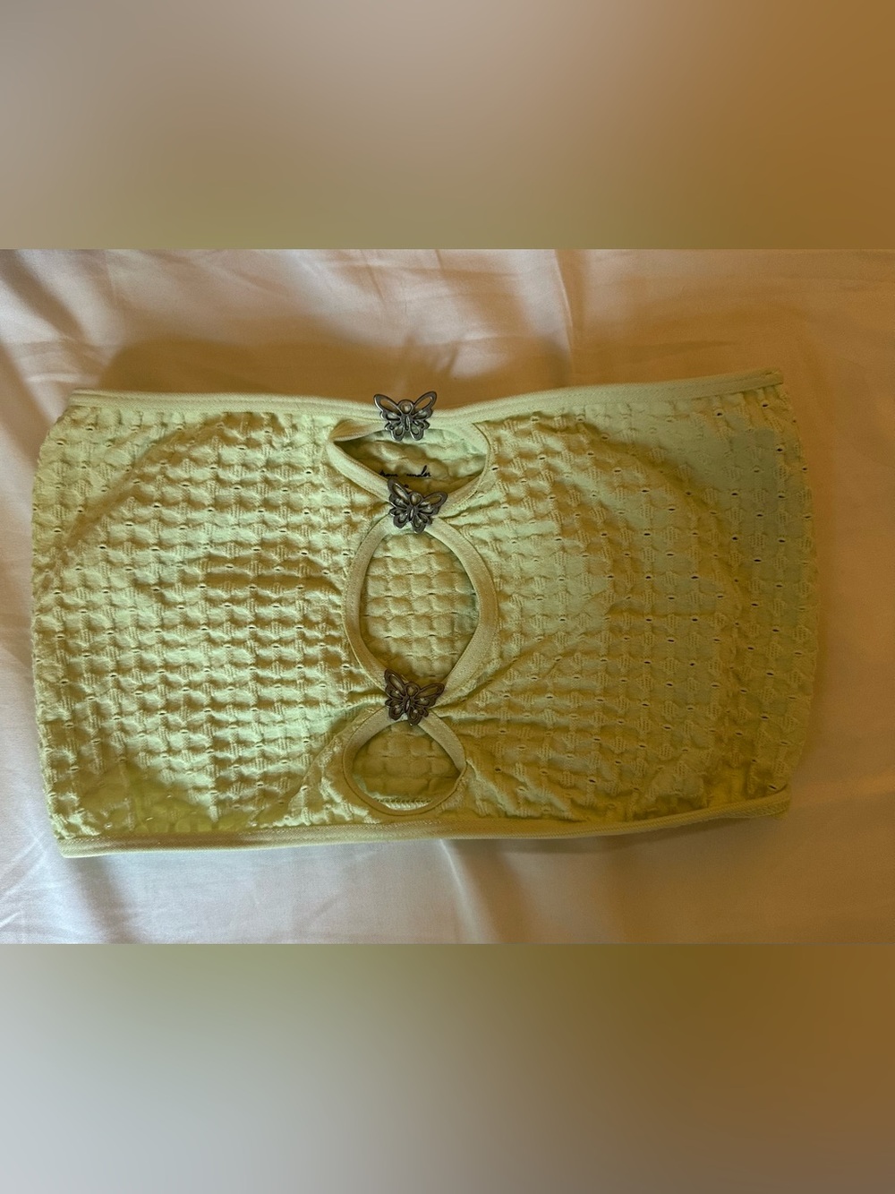 Urban Outfitters Lime Green Quilted Butterfly Bandeau Top